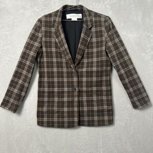Nordstrom Treasure & Bond Brown Plaid Blazer Academic Professional Preppy Small
